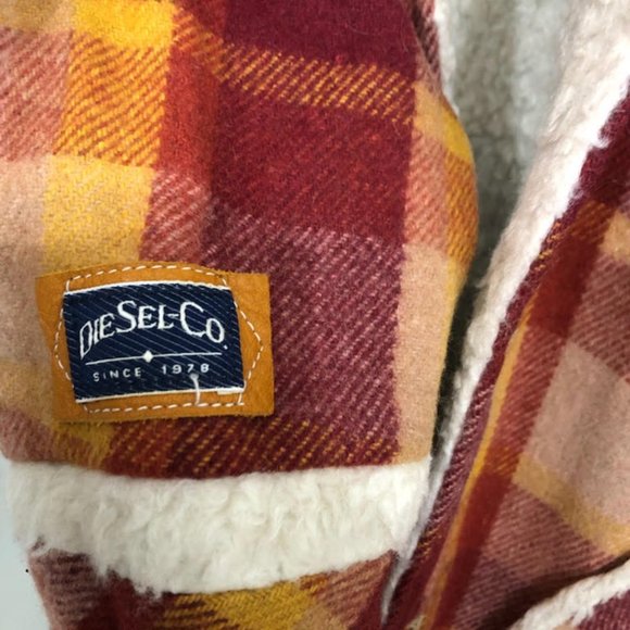 MENS DIESEL VINTAGE ICONIC WORACE SHERPA PLAID PEACOAT SIZE XL - Picture 6 of 16